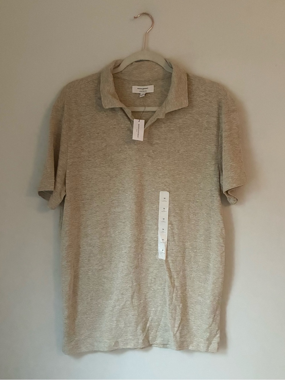 Banana Republic NWT Linen Blend Short Sleeve Tan Polo